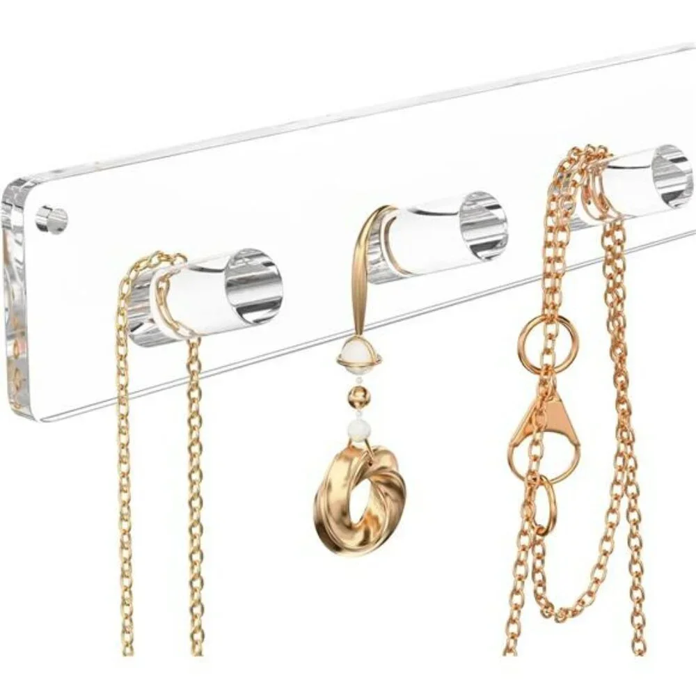 Wall Mounted Jewelry Organizer Acrylic Necklace Holder Bracelet Ring Display Rac